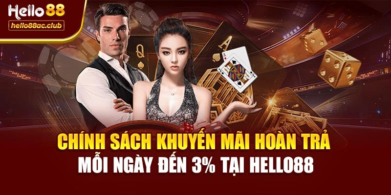 Chính sách khuyến mãi hoàn trả mỗi ngày đến 3% tại Hello88